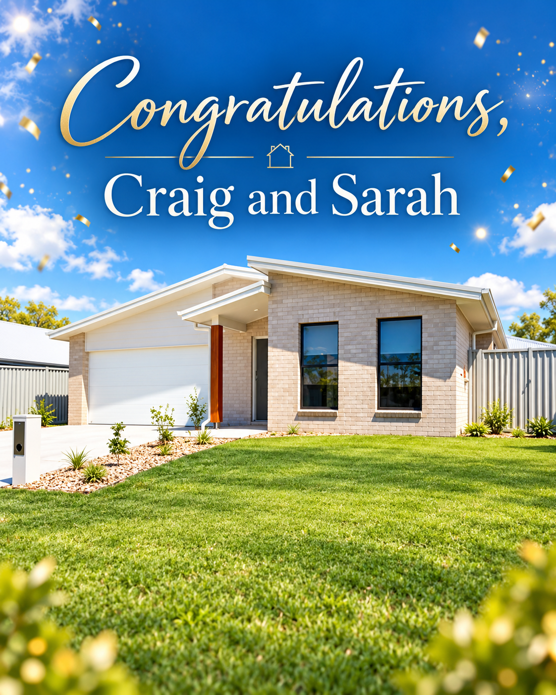 Congratulations to Craig and Sarah on their new home